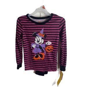 Disney Minnie Mouse Halloween Pajama Set NEW Sz 8 Purple Stripe
